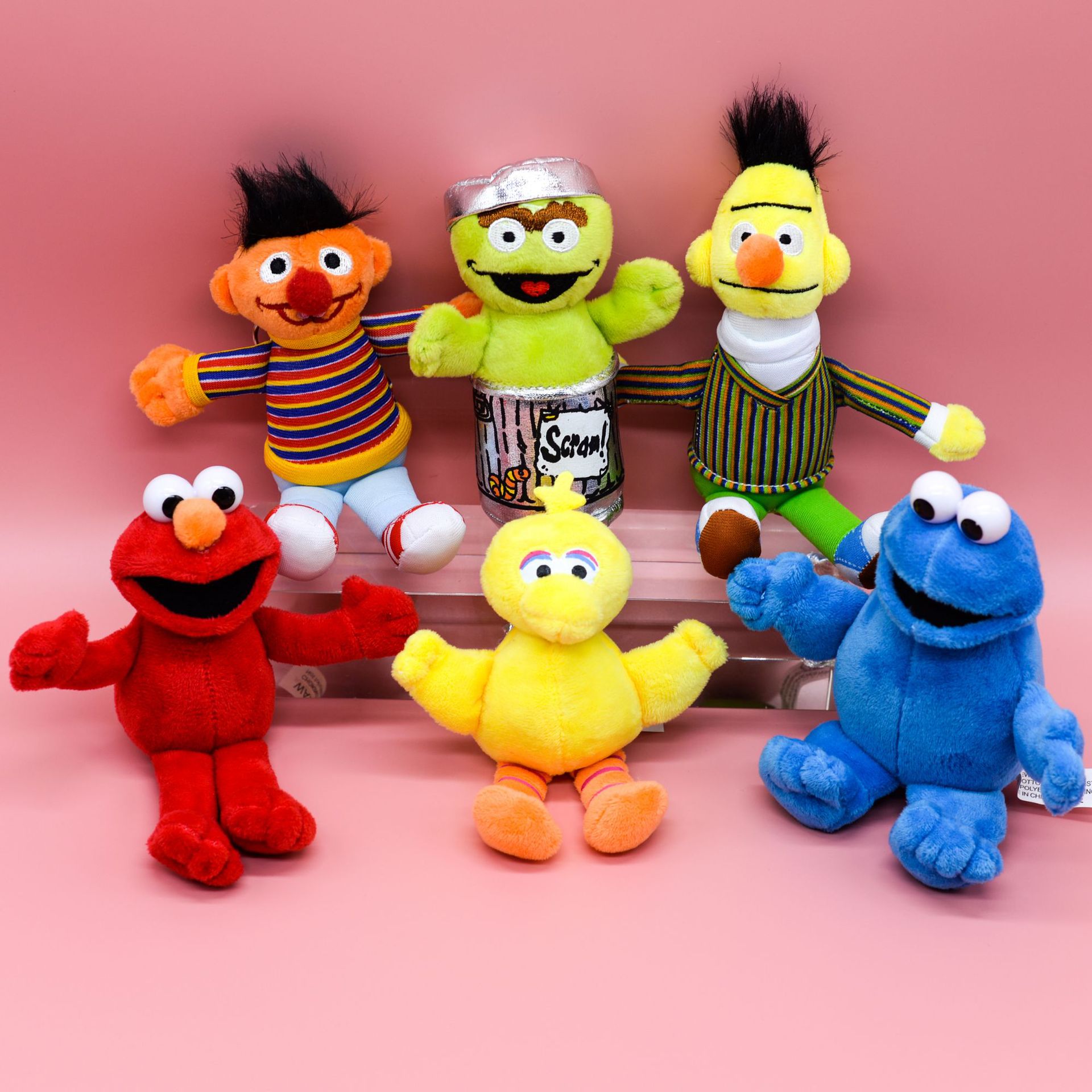 ins网红sesamestreet芝麻街艾莫毛绒小挂件elmo甜饼怪毛绒公仔娃