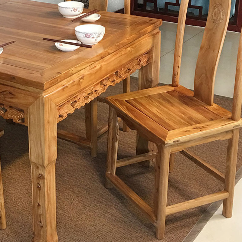 鲁班一木老榆木实木餐桌椅组合八仙桌小四方桌吃饭桌