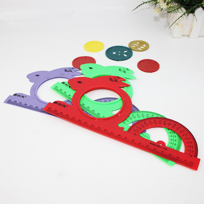 多功能尺特种尺魔尺万花尺儿童玩具绘画尺 智力绘图画花直尺子