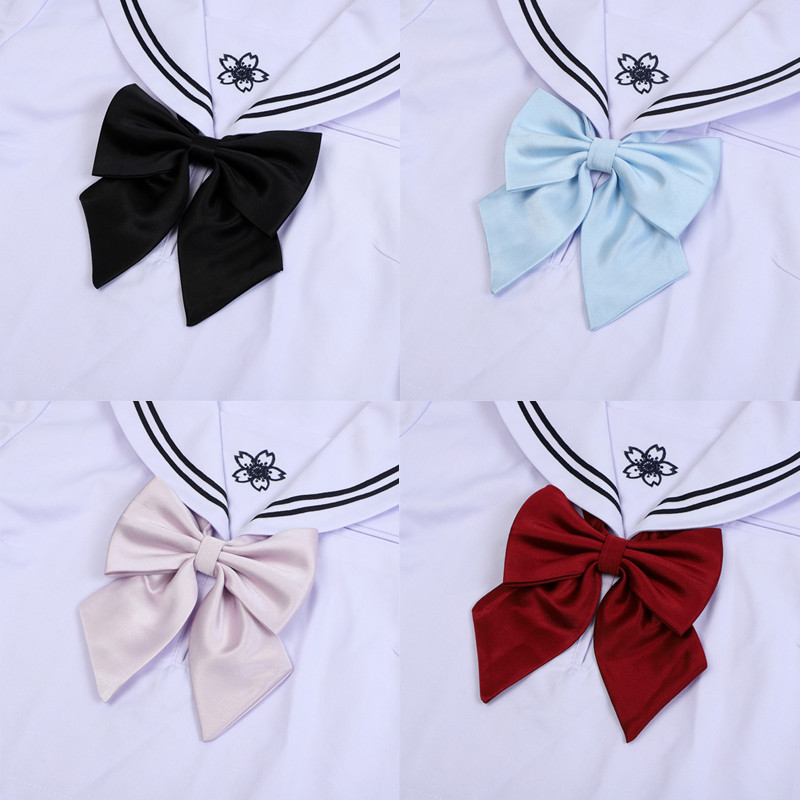 日本学生jk制服领结女定型双层蝴蝶结领花水手服衬衫学院风纯色