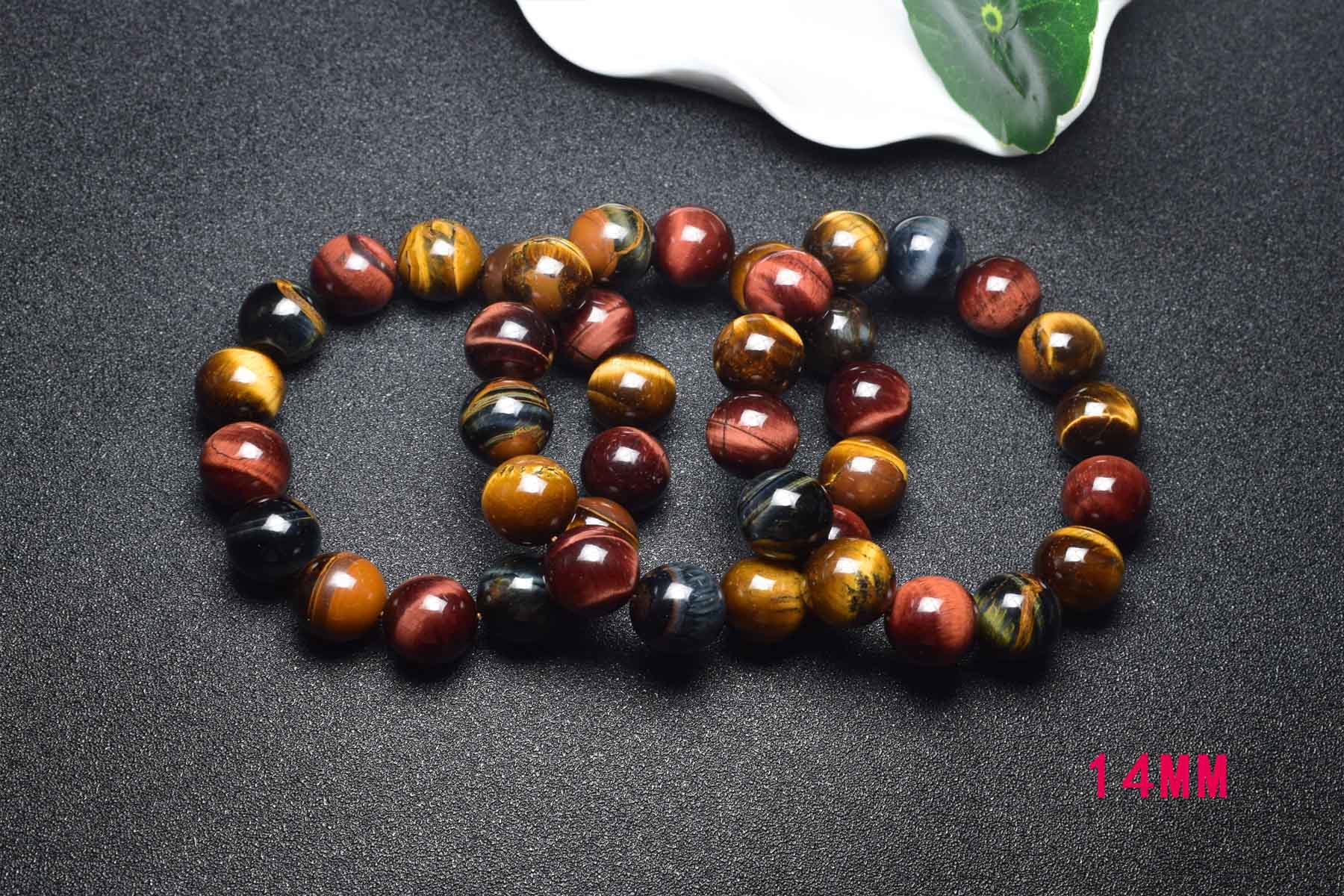 福晶缘珠宝 彩色虎眼石手链 天然玛瑙玉石佛珠手串