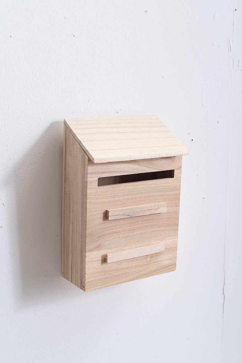 diy木质木制信箱 桐木简易信箱可翻盖信箱简约实木箱可定制