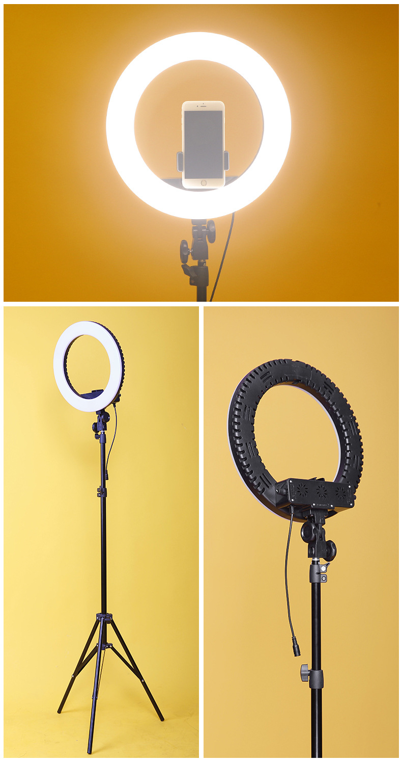 34cm手机直播支架补光灯14寸环形灯led美颜灯三脚架主播灯