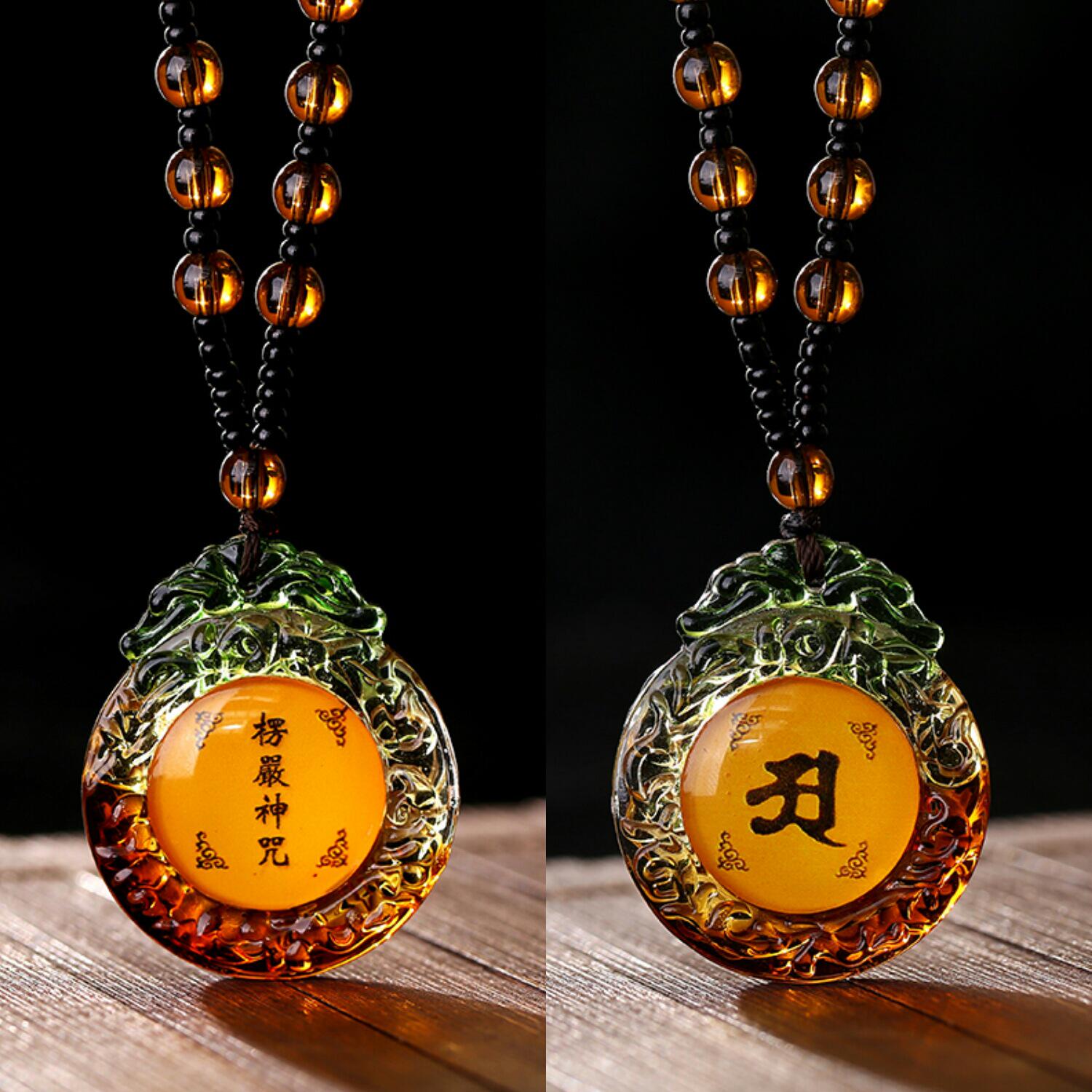 2021新款楞严咒吊坠琉璃吊坠内置经文花瓶吊坠出入平安厂家现货推荐