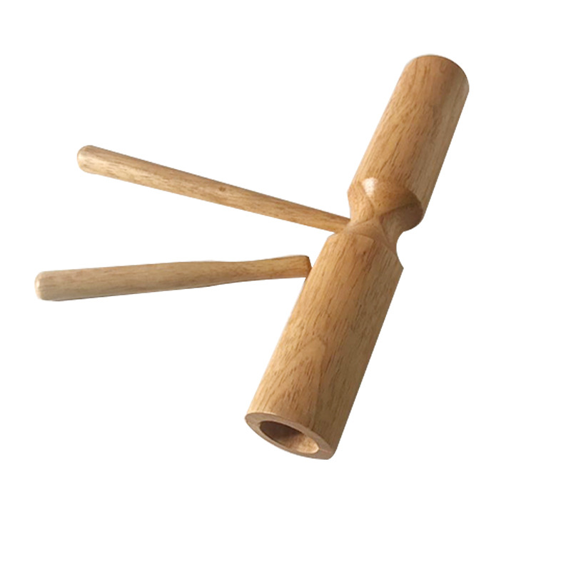 儿童乐器-大号橡木双响筒1付 儿童奥尔夫打击乐器木质类 精品盒装1付 