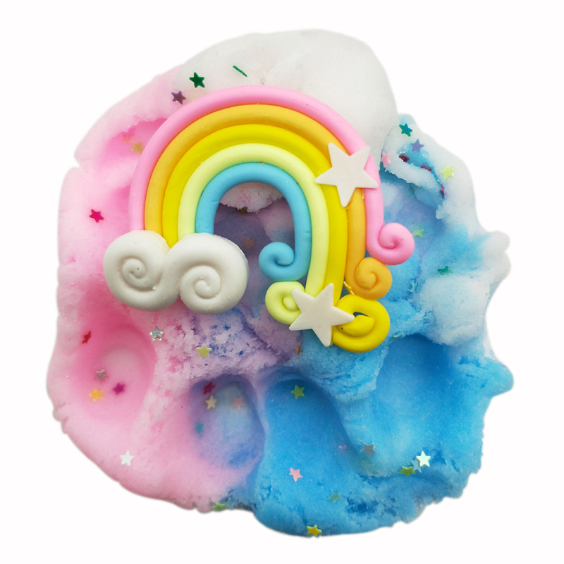 新款彩虹拉丝泥千丝泥slime雪花泥ins蚕丝泥diy解压益智玩具