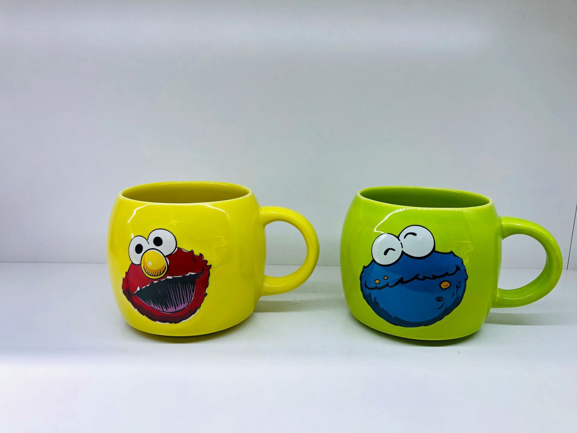 可爱学生少女水杯清新芝麻街陶瓷马克杯 新款卡通陶瓷咖啡杯子