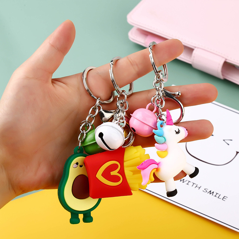 Korean Style Creative Cute Unique Key Pendants Cartoon Key Button Bag Accessories Men and Women Car Key Ring