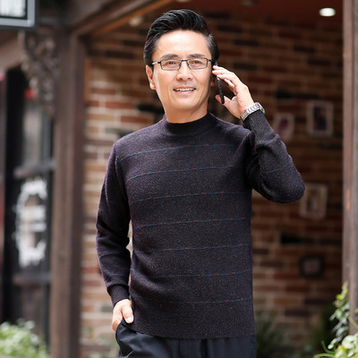 减龄中年男士针织毛衣厚款中老年保暖毛衫外套针织衫爸爸装潮毛衣