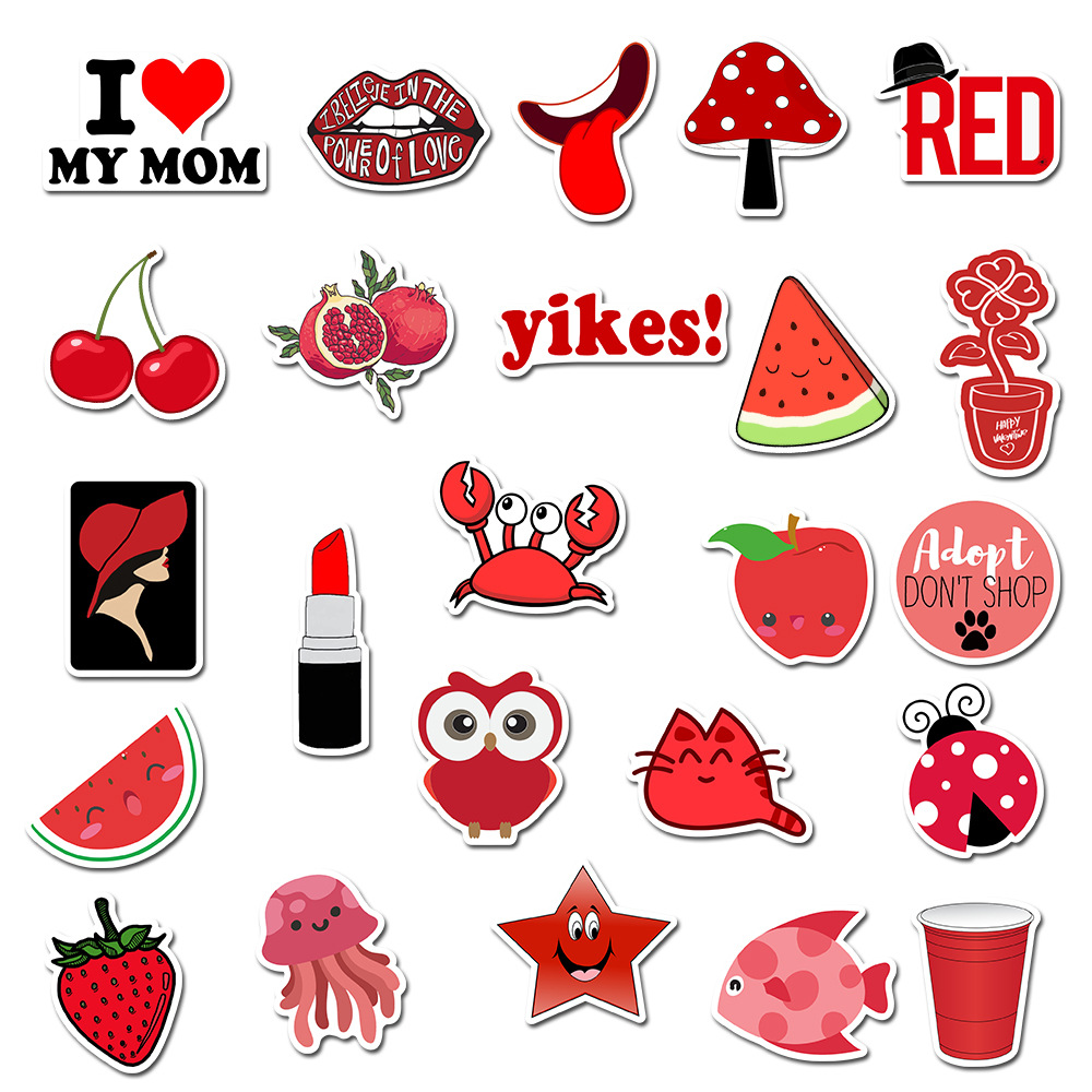 多款50张ins小清新可爱涂鸦贴纸防水行李箱贴纸水杯电脑汽车贴画