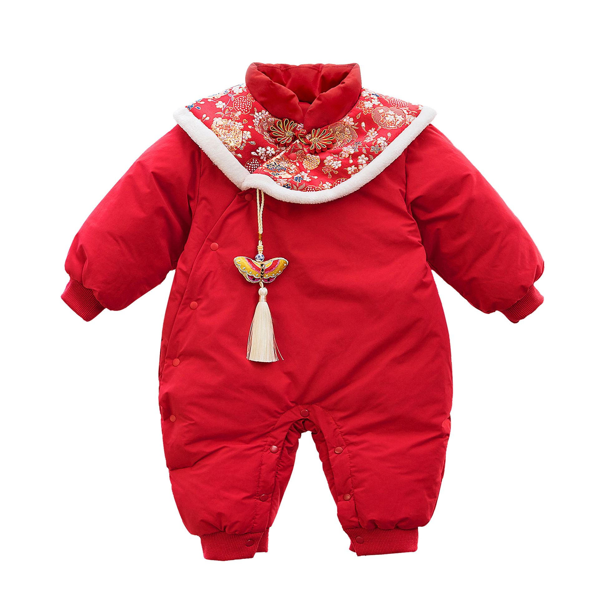 舞灵蝶童装儿童中国风旗袍唐装过年衣服婴儿连体衣冬装宝宝拜年服