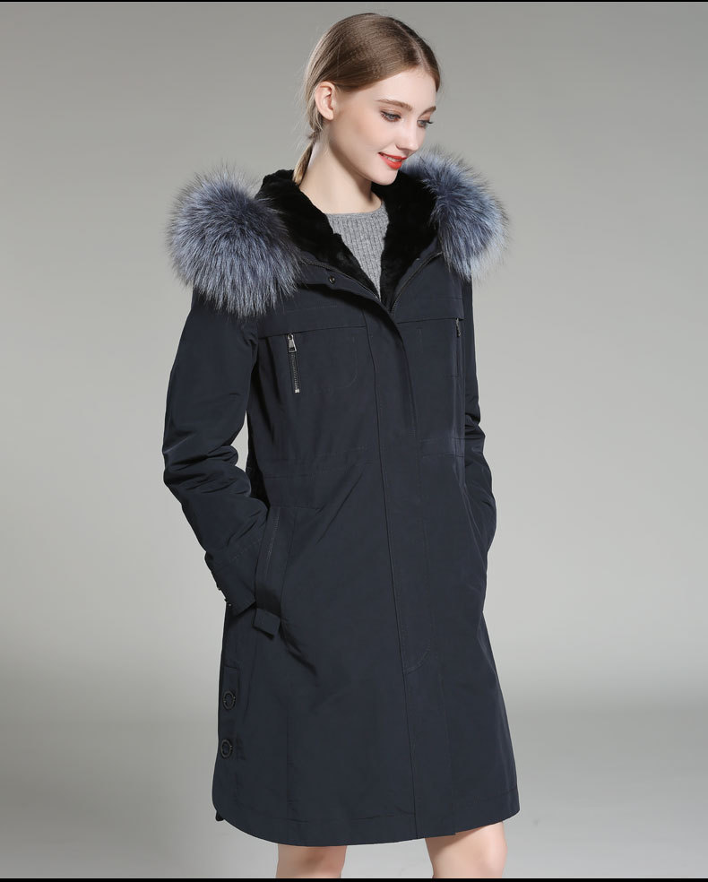 一件代发诚招代理派克服女2019冬新水貂内胆尼克服中长款皮草外套