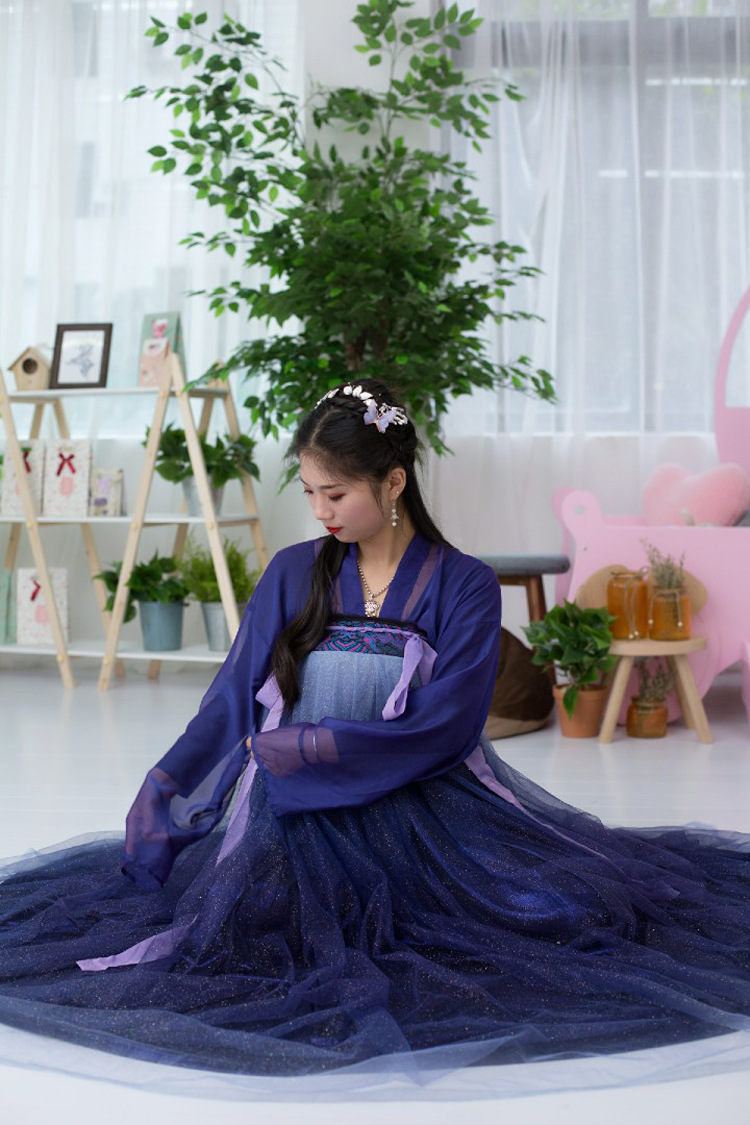 北极星汉服女紫色齐胸襦裙中国风夜未央山海星学生日常闪闪的汉服