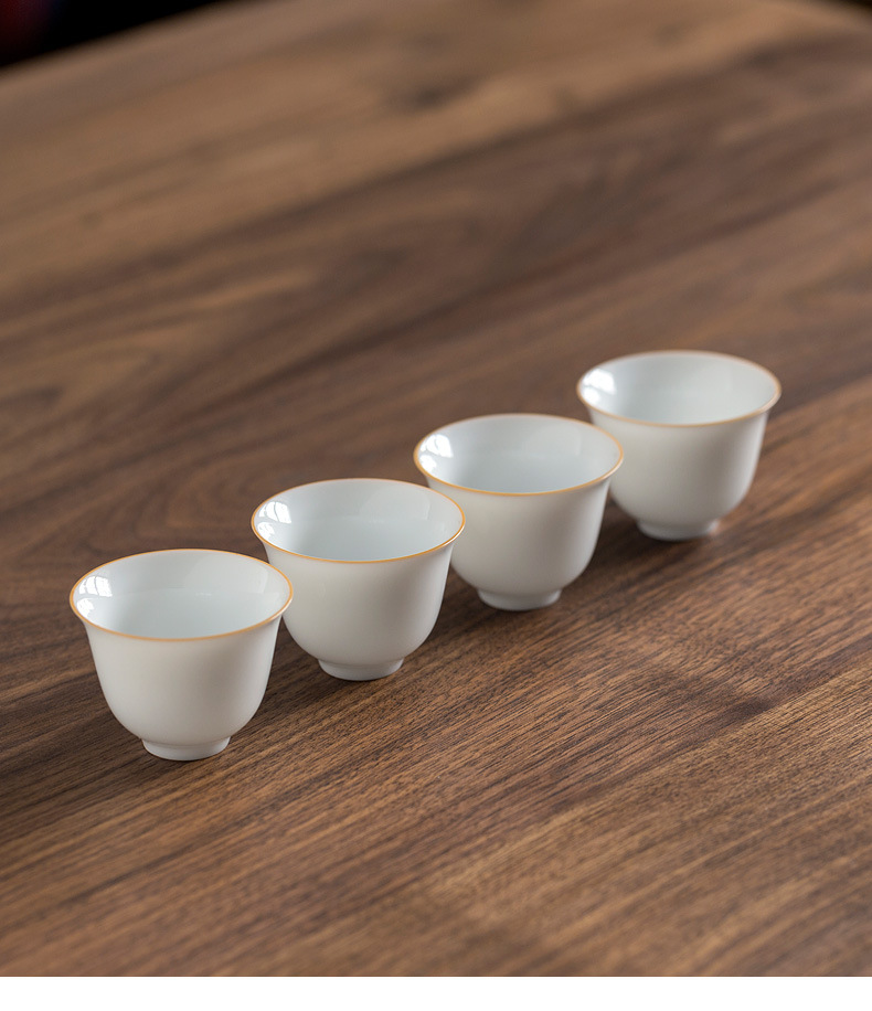 景德镇薄胎功夫茶杯单杯永乐甜白品茗杯主人杯白瓷茶盏家用小茶杯
