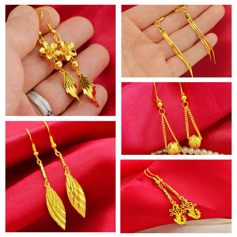 Wholesale Simulated Vietnam Alluvial Gold Tassel Earrings Korean Style European Gold Long Women's Earrings Copper-Plated Gold Earrings for Women