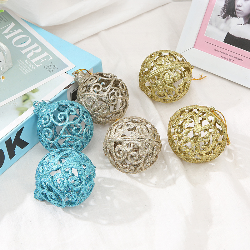 厂家直销圣诞彩球圣诞节装饰品镂空球节日装饰用品创意多色彩球