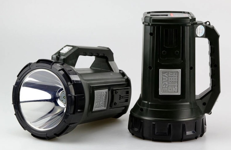 雅格充电led强光手提灯探照灯巡逻手电筒户外照明灯露营灯5701