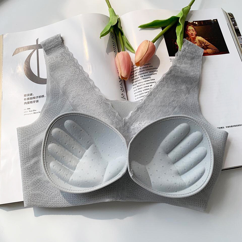 泰国天然乳胶内衣女无钢圈两穿文胸大码罩聚拢无痕美背运动背心式