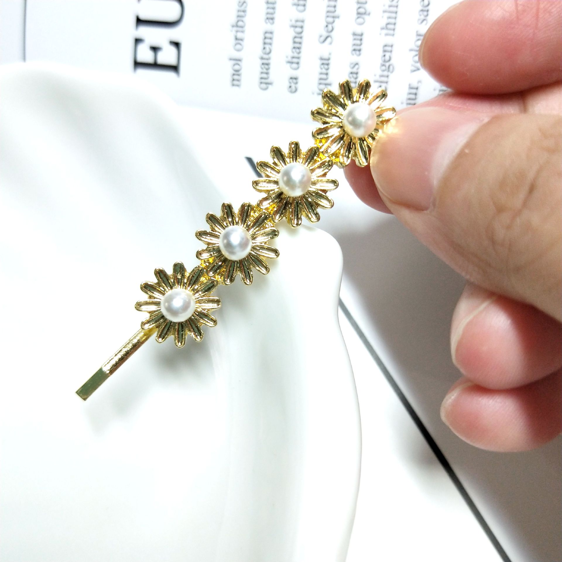 韩国网红发夹女韩国日系五角星星一字边夹醋酸发卡甜美成人发饰品