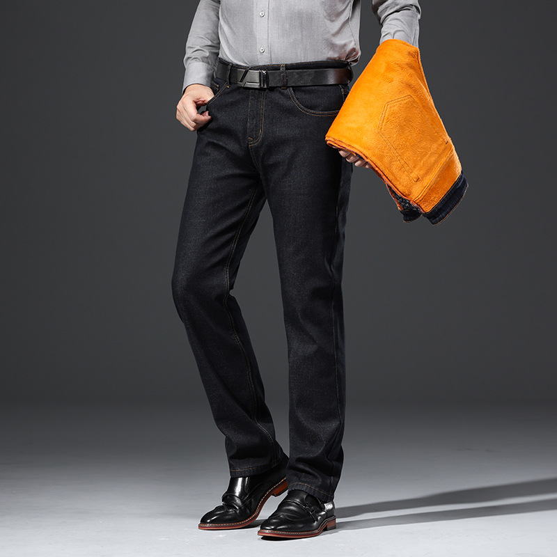 冬季加绒男士牛仔裤加厚保暖弹力潮流男士牛仔长裤