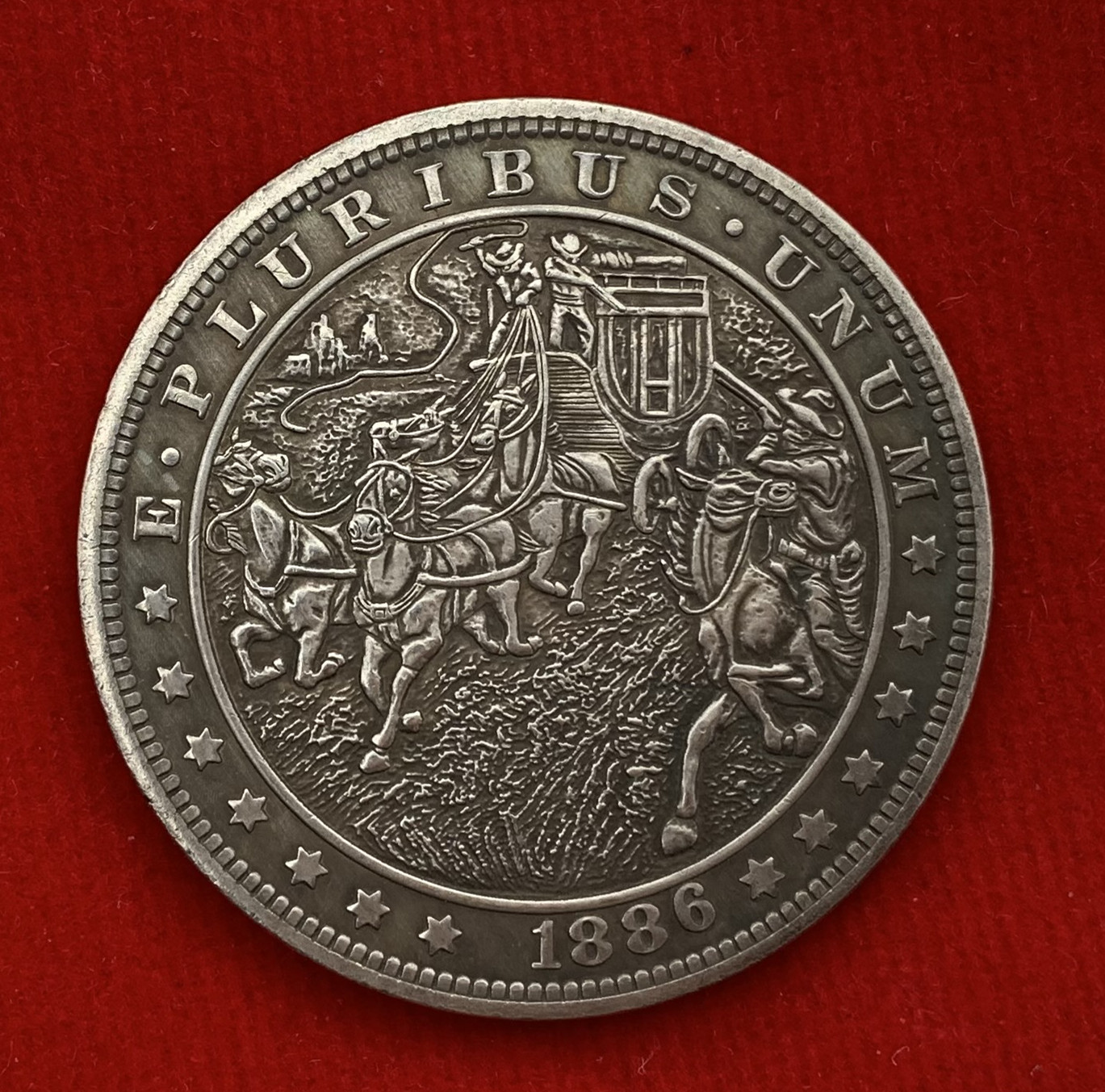 1886美国跃马仿古铜旧银纪念币 收藏币骑士硬币铜银币工艺纪念章