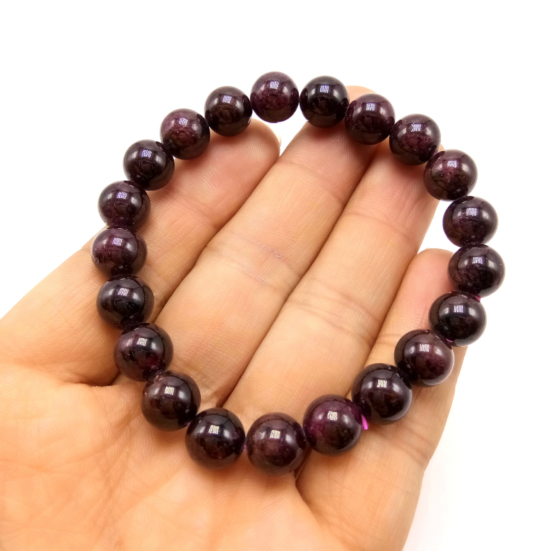 厂家直销 天然石榴石圆珠手链批发 酒红石榴石手串