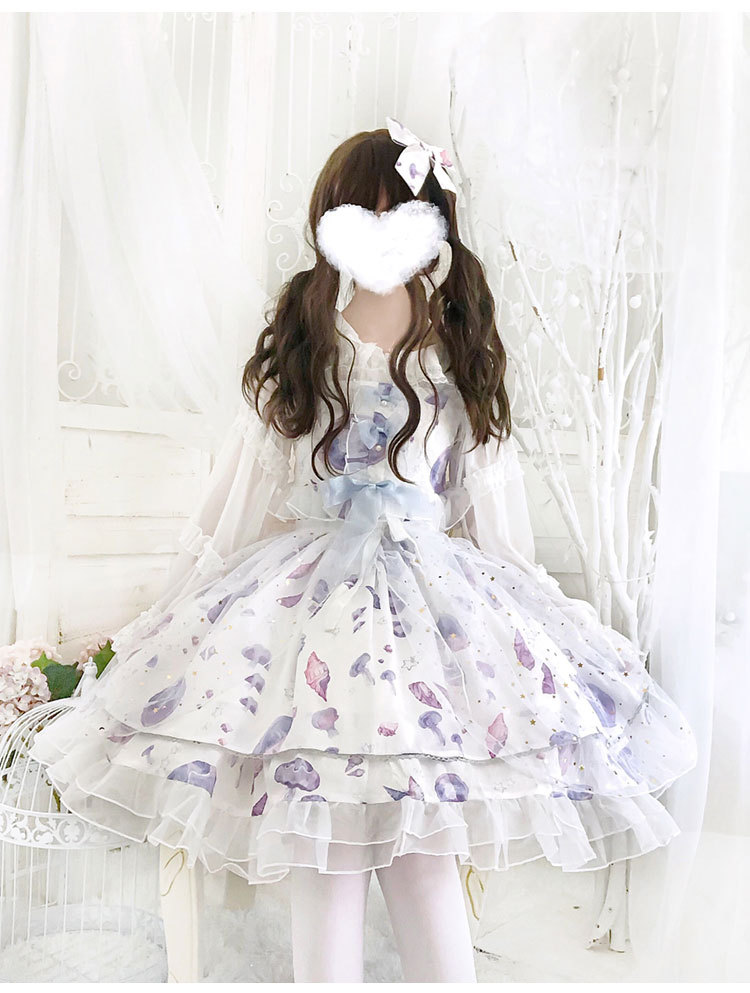 海月水母jsk吊带 代发蕾丝蝴蝶结洛丽塔少女lolita小高腰连衣裙