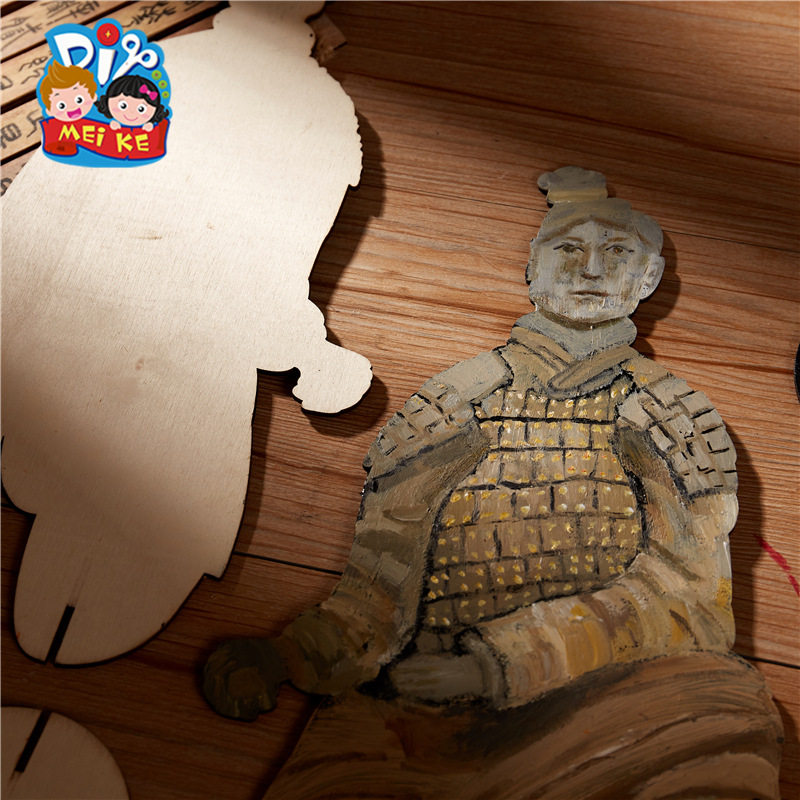 兵马俑手工diy儿童中国风立体白胚涂色手工制作材料包幼儿园