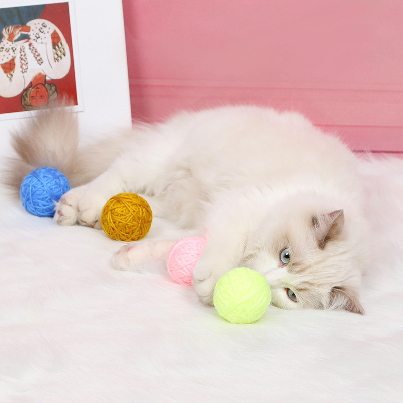 猫猫玩具 糖果色毛线球 4.5cm逗猫玩具 宠物猫咪互动用品现货批发