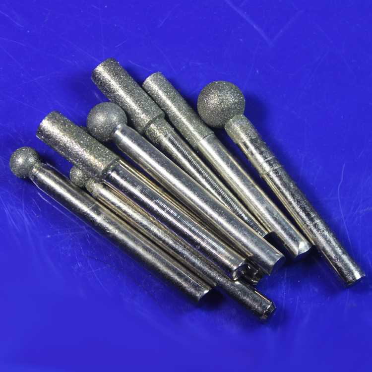 金刚磨头圆球圆柱6mm柄 细沙打磨抛光玉石合金磨头打磨头工具套装