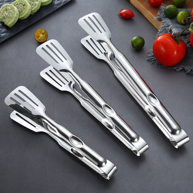 Factory Direct Sales Stainless Steel Food Clip Thickened BBQ Clamp Food Bread Cake Tong Anti-Scald Steak Tong