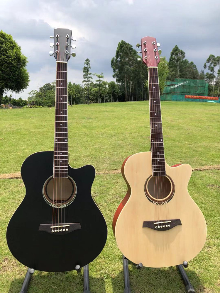 无牌正品40 41寸全椴木练习琴 民谣吉他哑光初学吉他批发