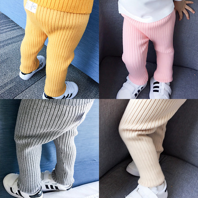 0-2岁 婴儿毛线裤包芯纱针织裤秋冬保暖开裆裤