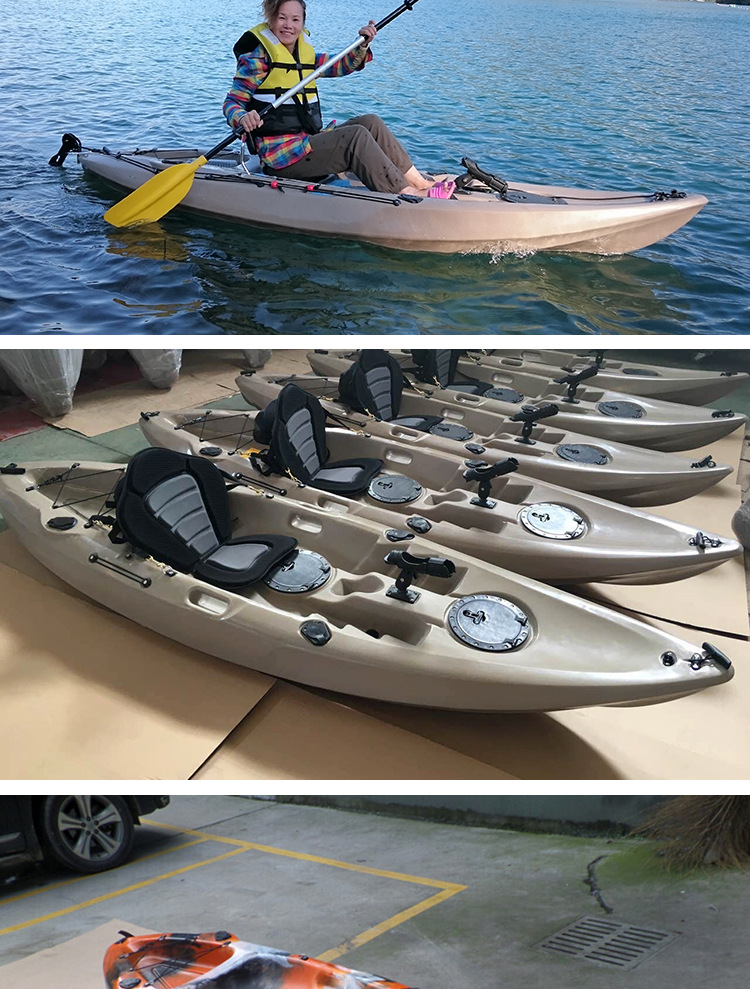 路亚钓鱼艇单人皮划艇平台舟塑料船硬艇开放式小船