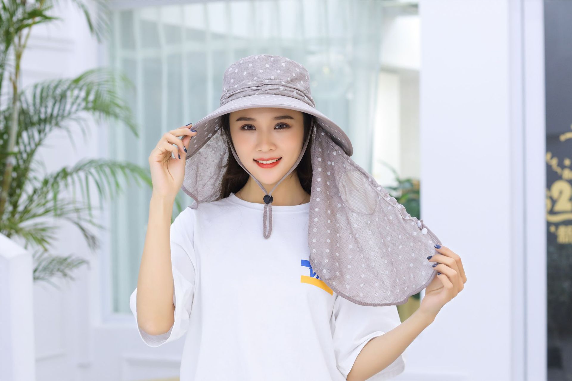 遮脸防晒帽子女夏季骑车电动车防紫外线遮阳帽户外出游百搭太阳帽