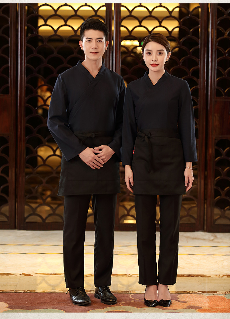 圣梦特服务员工作服长袖酒店中式茶餐厅餐饮服装火锅店饭店x-009