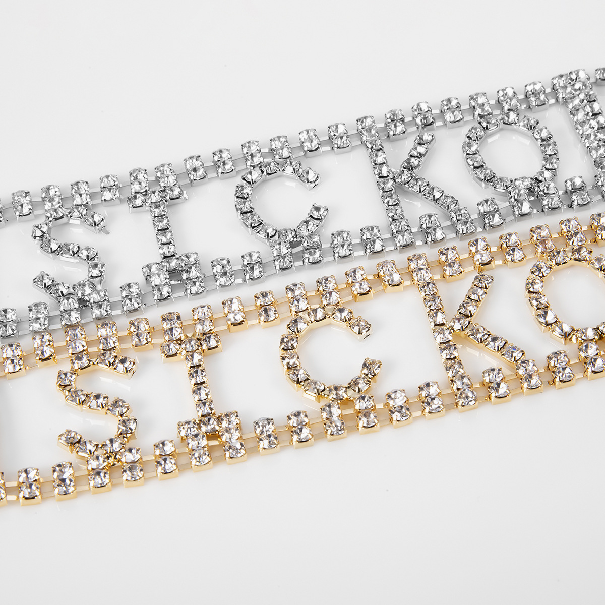 镶钻字母princess项链女 欧美微镶钻短款sicko颈链锁骨链choker