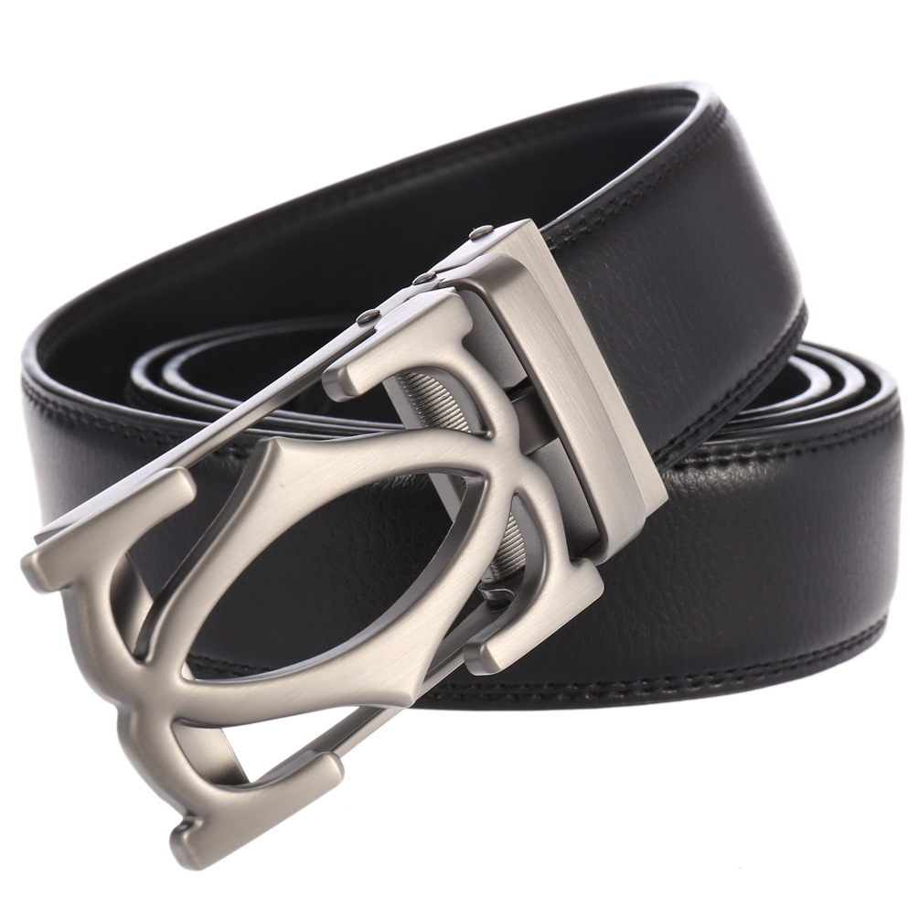 真皮男士皮带 自动扣二层牛皮皮带 爆款时尚夹扣皮带ly36-2305-1
