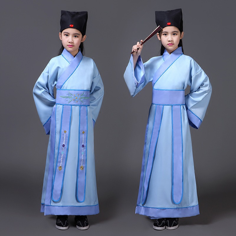 儿童古装汉服古代古装幼儿书童男童国学三字经弟子规演出表演服装