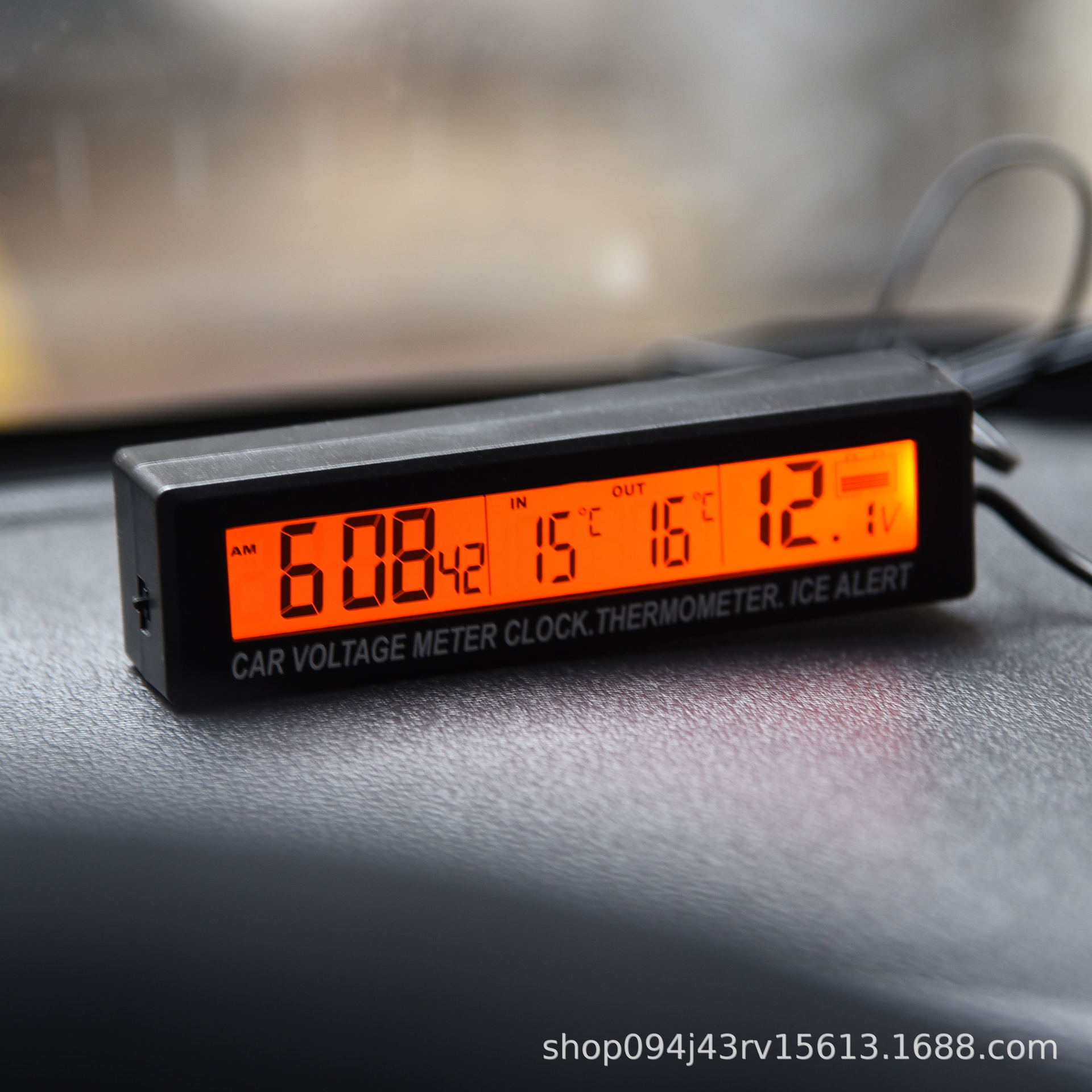 Three-in-One Function Car Thermometer Clock Voltmeter Car inside and outside Dual Temperature Display Electronic Clock with Backlight