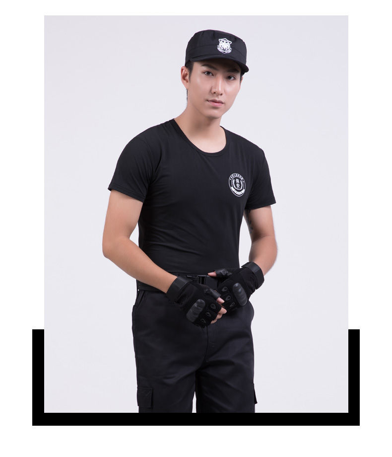 定制保安服短袖t恤男夏装物业小区工作服制服宽松透气薄作训服女