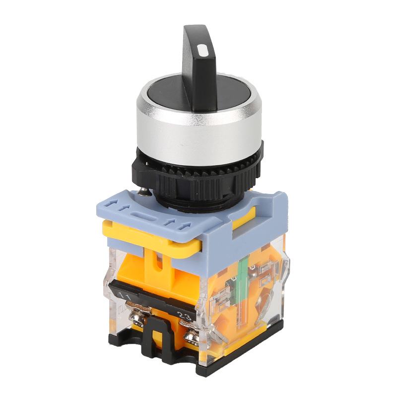 销售防水电源旋钮开关二档三档自锁型自复位带灯选择按钮开关22mm