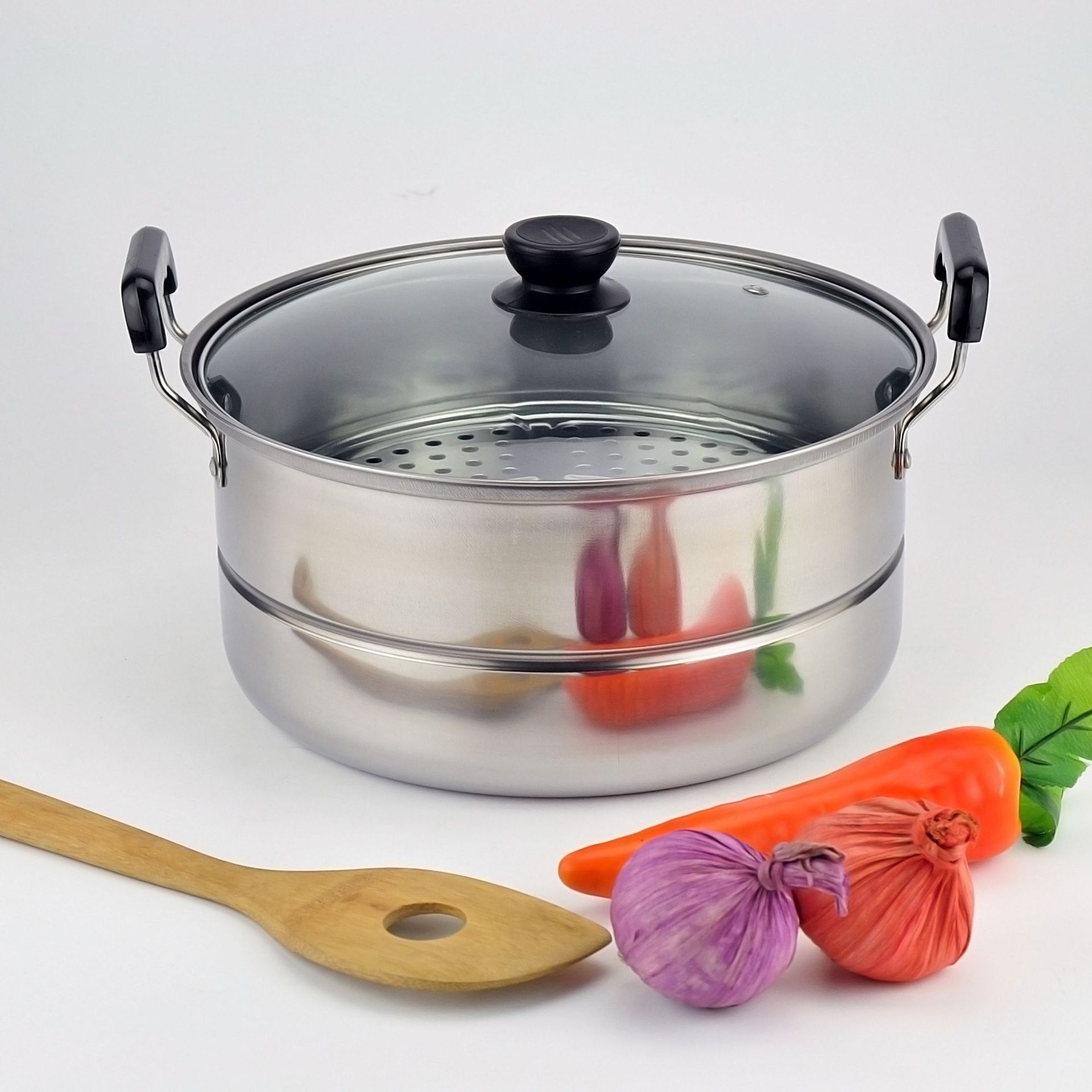 家用多层加厚蒸锅单篦蒸汤锅 双篦蒸锅二层三层 促销礼品锅定制