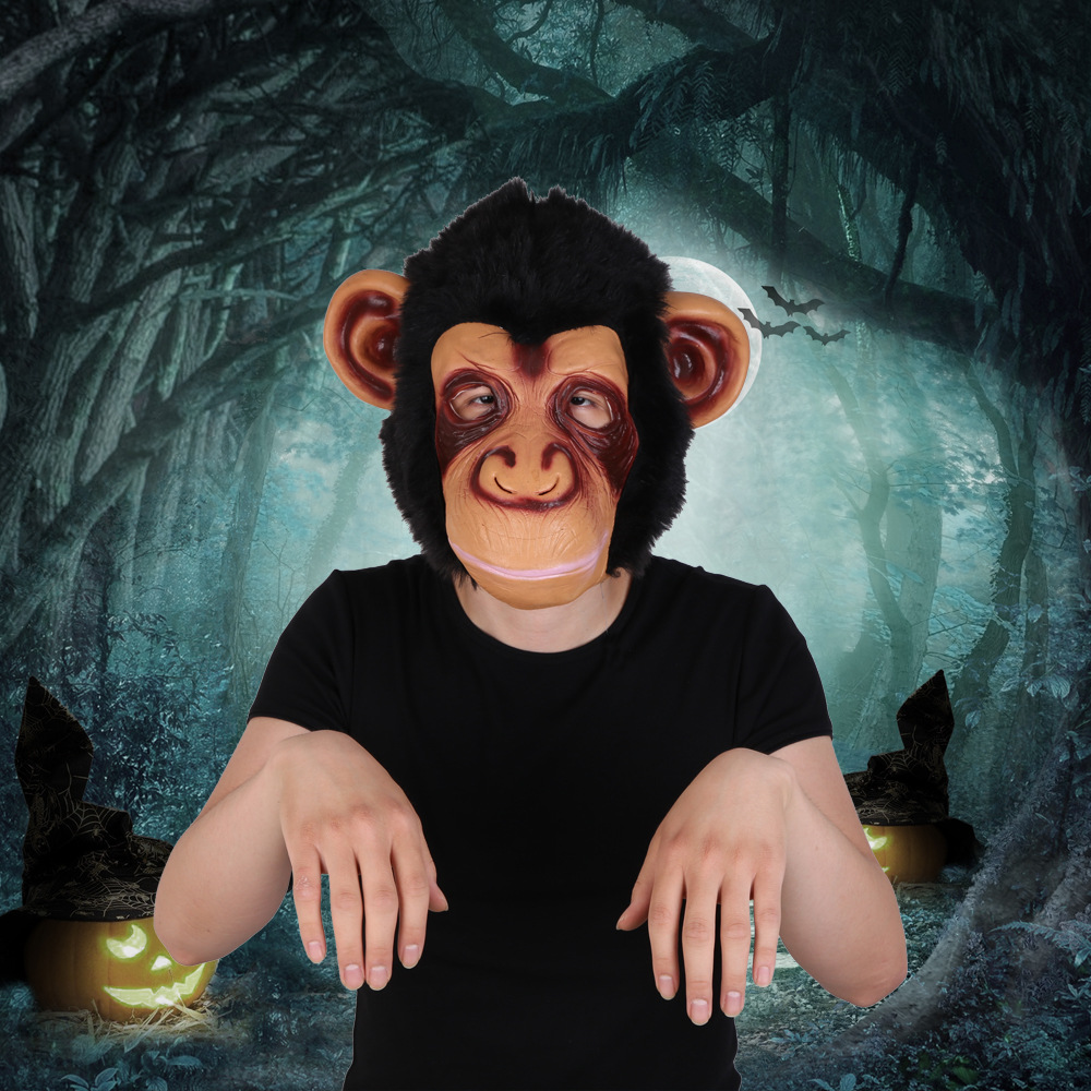 2022独立站万圣节派对舞会面具搪胶材质结婚搞怪大嘴猴子猩猩面具批发