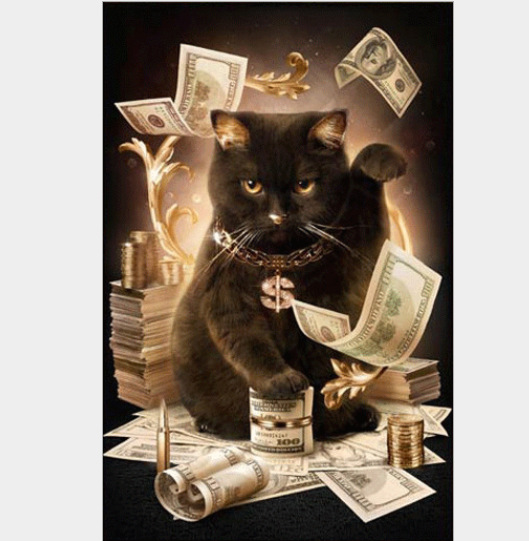 新款5d钻石画满钻金钱猫点钻十字绣厂家一件代发满钻全贴