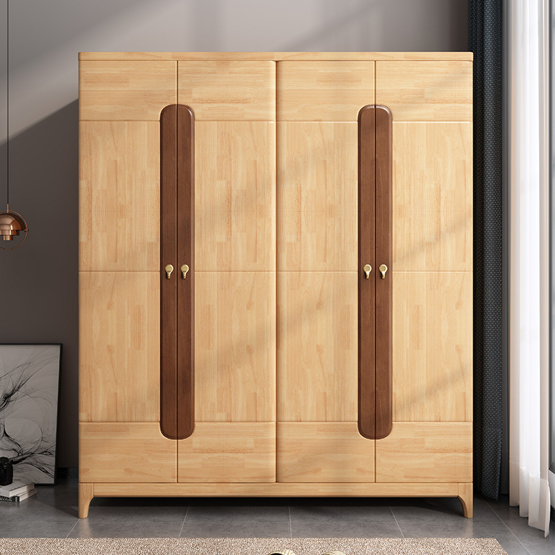 北欧实木衣柜现代简约日式拼色实木储物大衣柜    实木家具批发