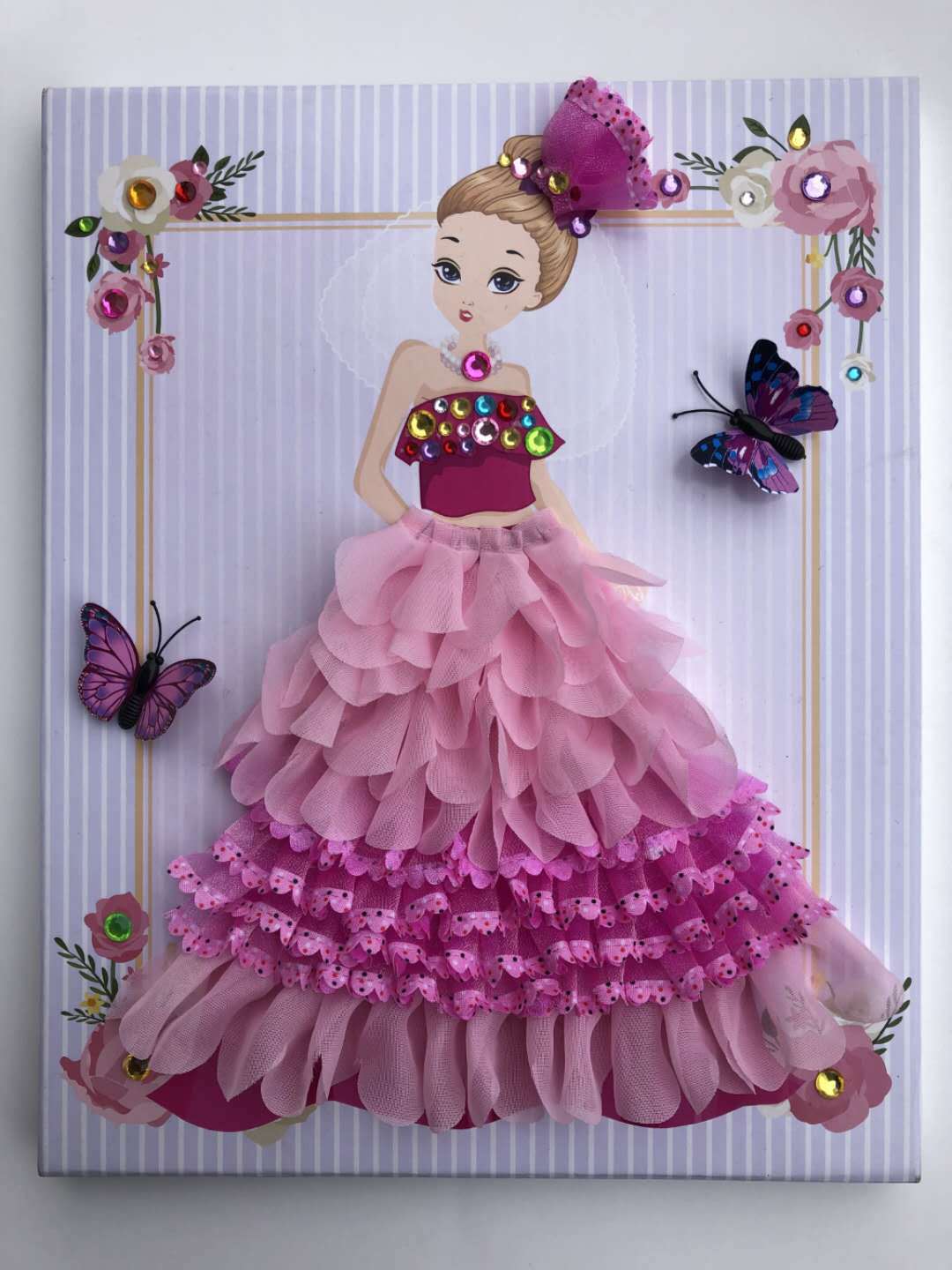 儿童diy钻石粘贴画梦幻公主裙画手工制作纱裙公主画材料包礼物