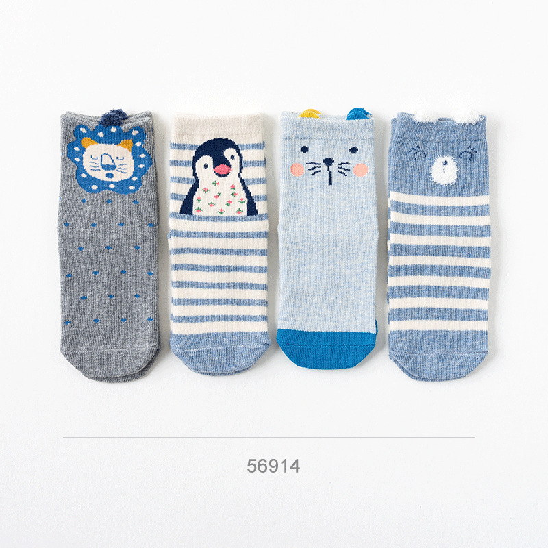 Xinjielai Children's Socks Gift Box Children Cartoon Animal Boxed Baby Cotton Mid-Calf Length Socks Wholesale