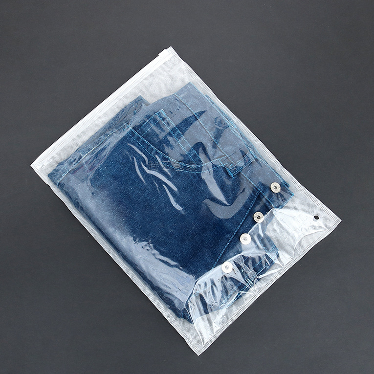 服装包装袋现货塑料无纺布拉链袋高档衣服复合pe透明自封袋