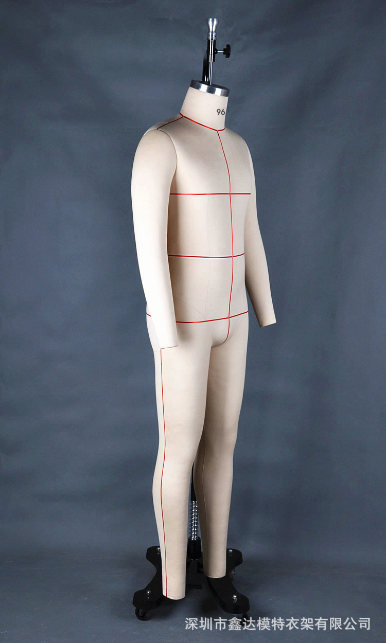 亚洲立裁模特人台加红线 国标男装96码打版模特 插针立体裁剪模特